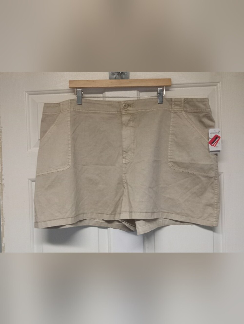 Nordstrom Women's Beige Casual Cotton Bermuda Shorts